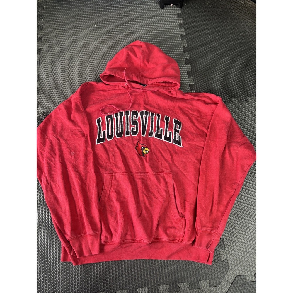 Old Varsity Brand Louisville Cardinals Men's Red Pullover Hoodie Sweatshirt XL